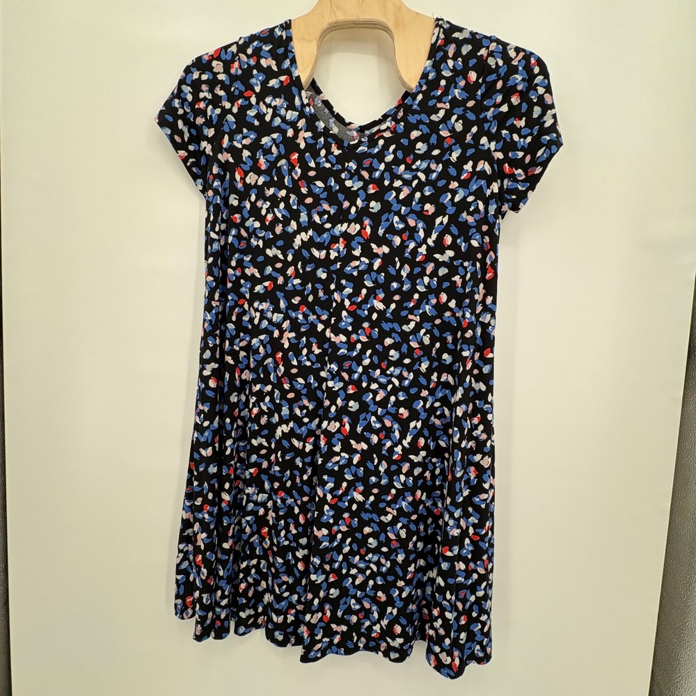 Roamans Womens Plus Size 18/20 L Abstract Print V-Neck‎ Short Sleeve Swing Dress